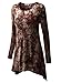 DJT Women's All Over Tie Dye Long Sleeve Asymmetrical Hem Tunic Medium Coffee