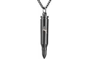 XSMZB Urn Necklaces for Ashes Bullet Container Pendant Stainless Steel Keepsake Holder Ashes for Pet Human Memorial Cremation