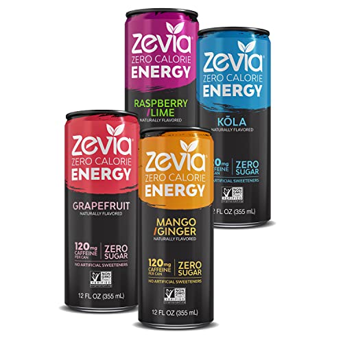 Zevia Zero Calorie Energy Drink, 4Flavor Classic Variety Pack, 12 Fl