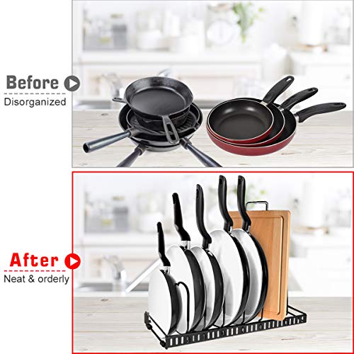 Expandable Pan Rack Organizer, GTING 7+ Adjustable Pot Lid Holders