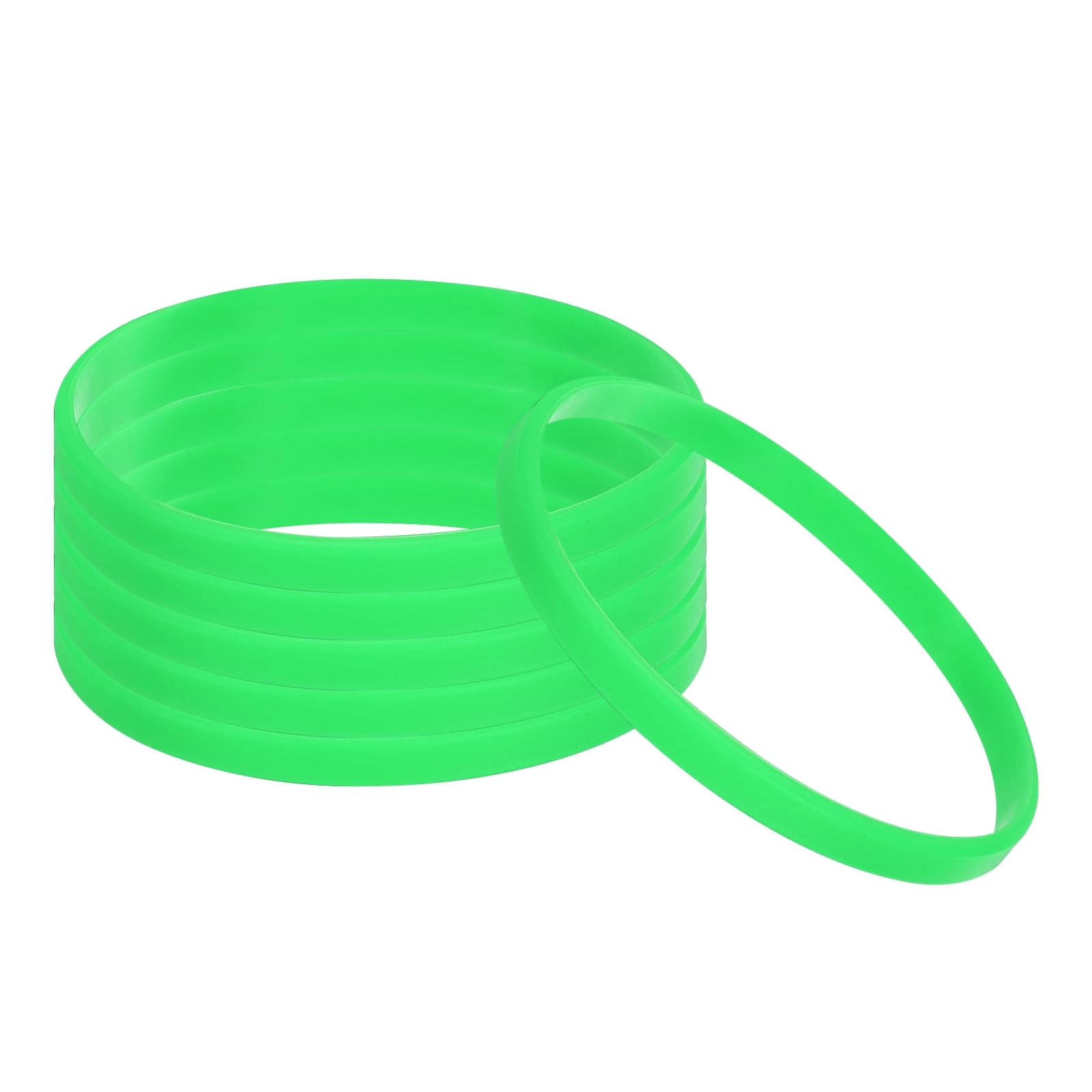 PATIKIL Silicone Bracelets, 6 Pack Colored Rubber Wristbands Blank Stretch Sports Bands for Adults Teen Sports Team Games, Green