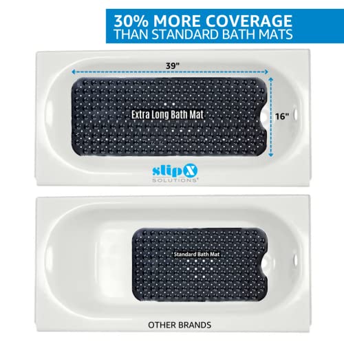 SlipX Solutions Power Grip Extra Long Bath Tub & Shower Mat 39x16, Wet