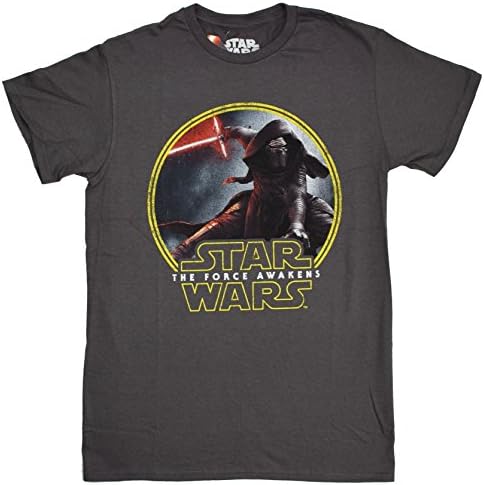 Star Wars Force Awaken Kylo Ren Badge T-shirt (Large, Charcoal)