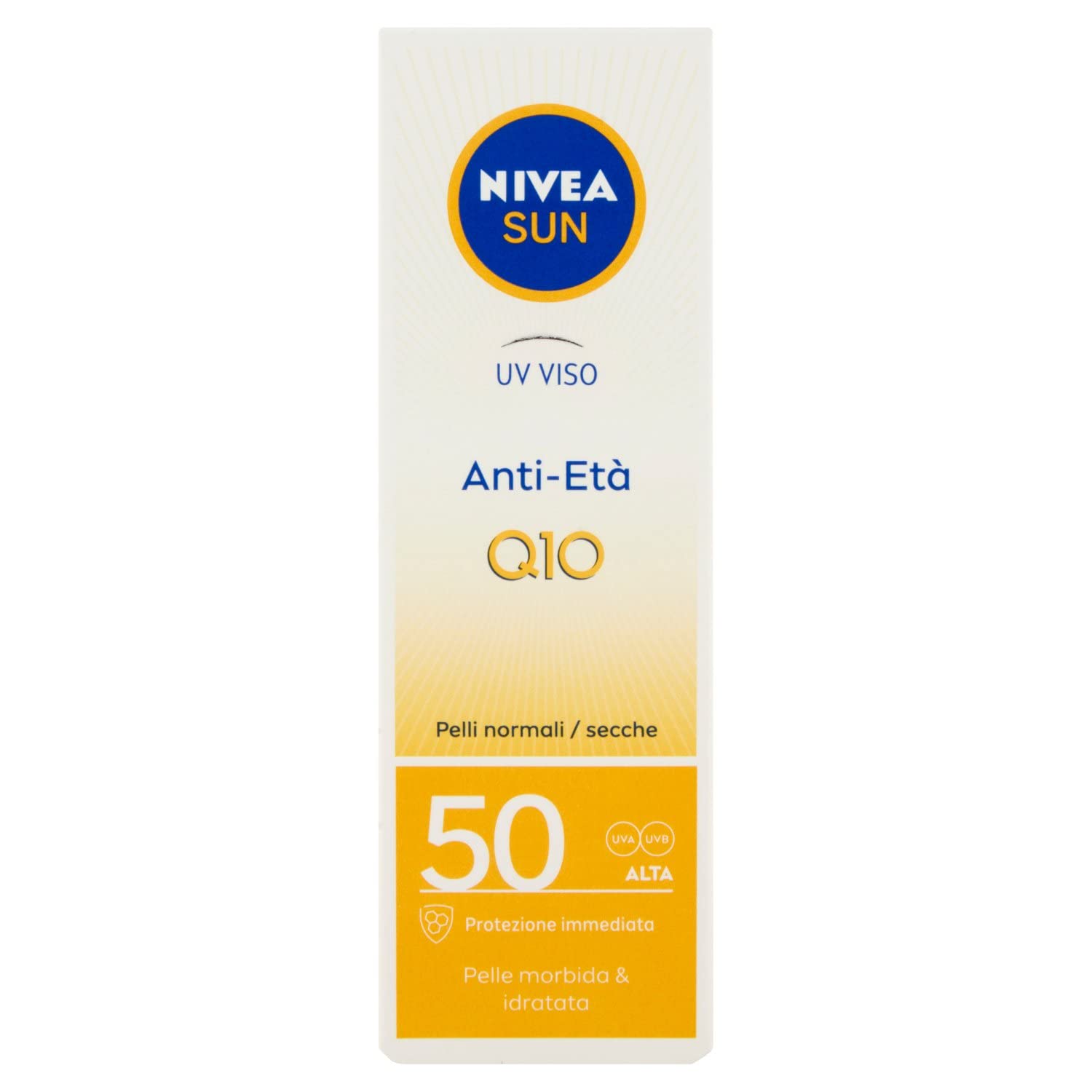 NIVEA SUN UV Anti-Ageing FP 50 50 ml Tube, Anti-Wrinkle Face Cream with Coenzyme Q10, 50 Anti-Stain and Anti-Aging Face Sunscreen for Daily Use