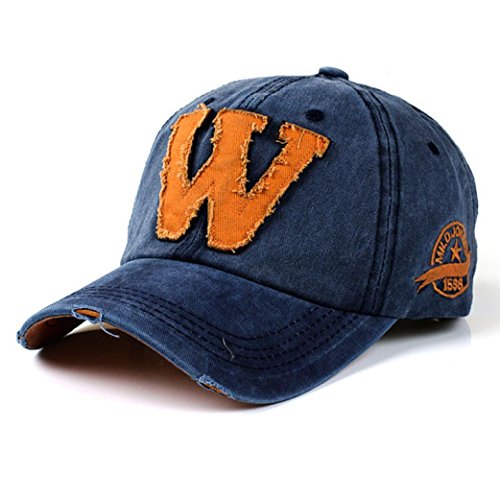 Unisex Vintage W Letter Print Retro Hats Summer Hockey Baseball Caps (D) - Thumbnail 2