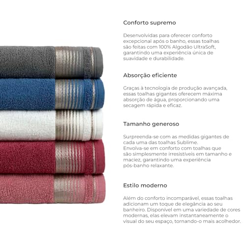 Kit Com 5 Toalhas de Piso Para Banheiro - 45x70cm - Sublime (Cores Masculinas)