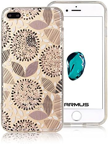 iPhone 7 Plus Case [Floral Pattern] ARMUS Premium Quality 3D UV Print Soft Flexible TPU Transparent Skin Scratch-Proof Protective Case for 5.5 inches iPhone 7 Plus (Marigold BK 7+)