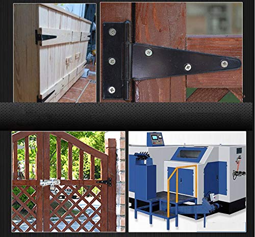 4 Inch Heavy Duty T Strap Shed Door Hinges 6 PCS Black Barn Door Gates Tee Hinge Wrought Hardware Iron Rustproof - Image 7