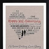 Framed 30th Anniversary Heart Burlap Print Decorations, 30 Years Wedding Anniversary Gift for Men, 30th anniversary Gift for Women