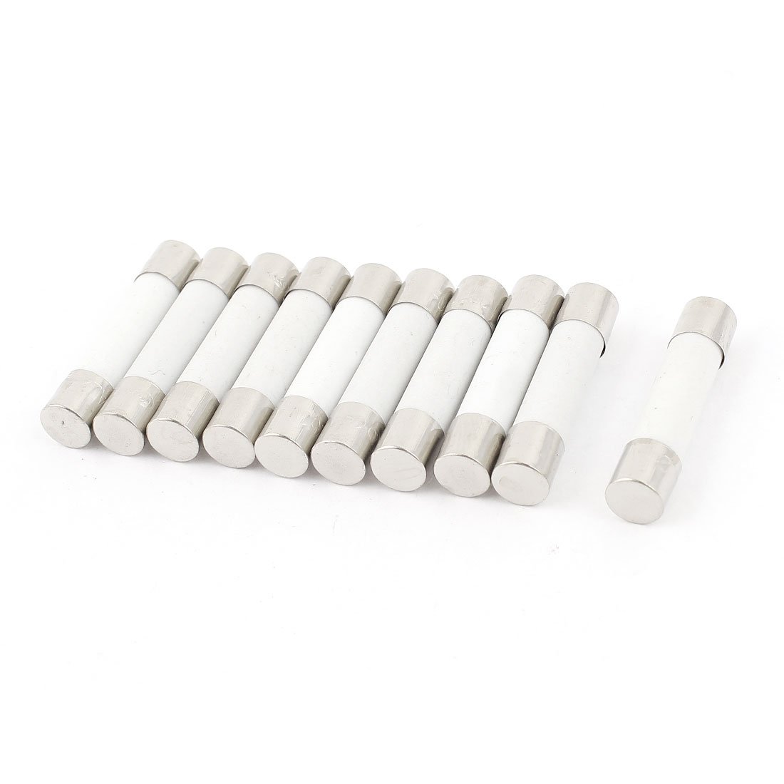 Sourcingmap 10 Pcs AC 250V 0.5A 6x30mm Fast Blow Cylindrical Ceramic Tube Fuse