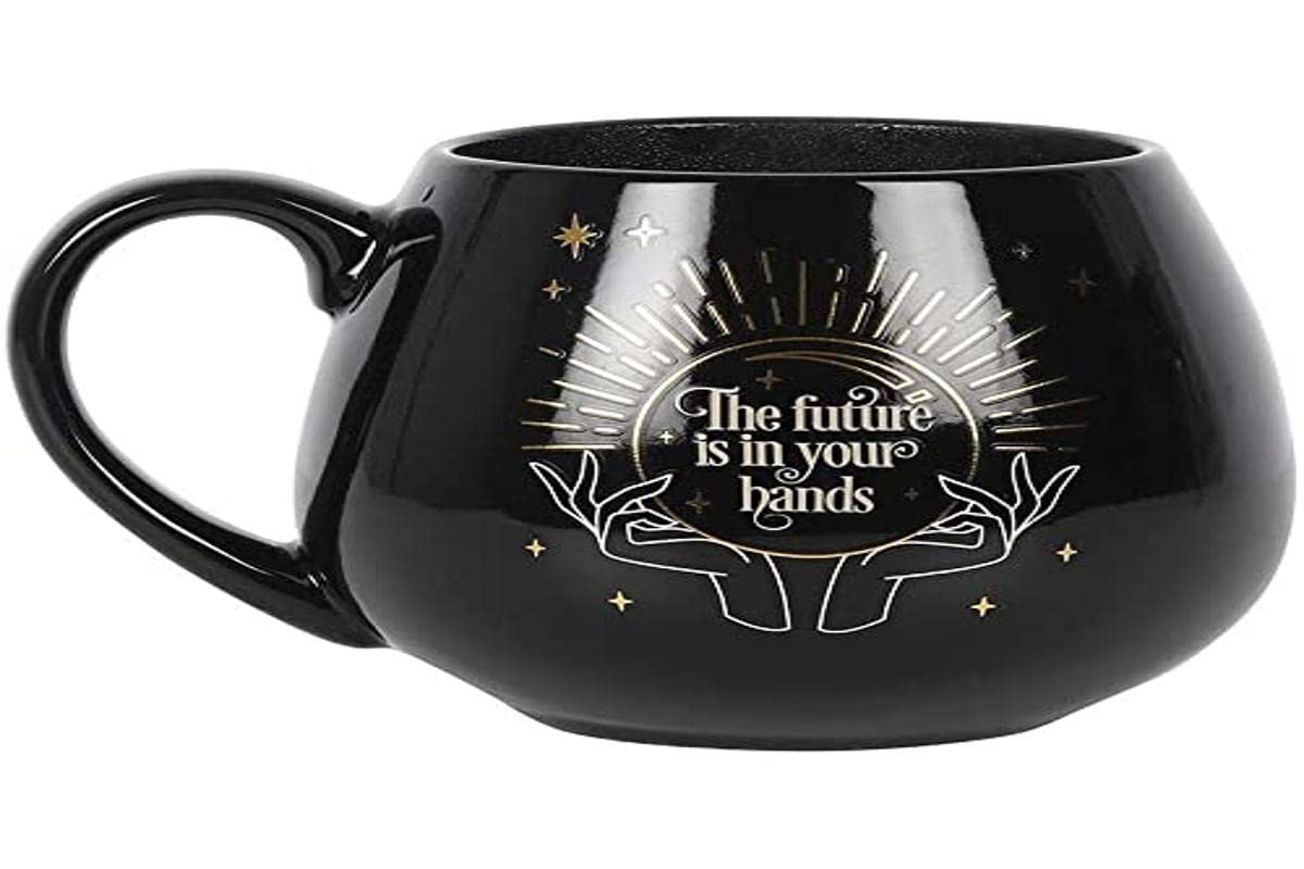 Enchanting Black Fortune Teller Colour Changing Mug - 9.5cm x 8cm (1 Pc.) - Captivating Design, Holds Approximately 500ml - Perfect Gift