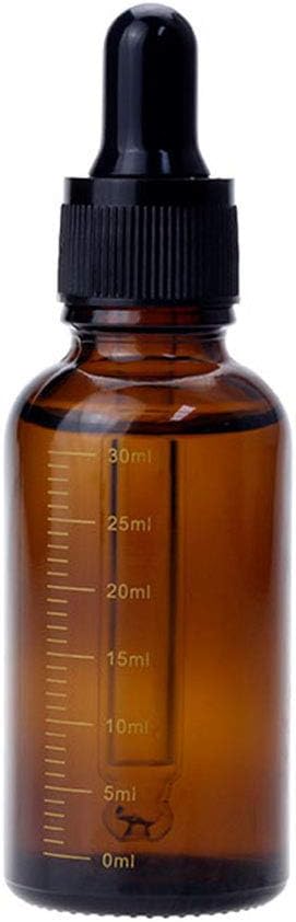 ConStore 4 PCS 30ml Brown Glass Essential Oil Sample Packing Vials Graduated Scale Dropper Bottles with Black Dropper Cap Refillable Portable Durable Cosmetic Container