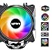 upHere 5V RGB CPU Cooler with 4 Direct Contact Heatpipes,Dual 120mm PWM Intelligent Control 5V Addressable RGB Fan Motherboard Sync,AC12RGB