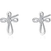 Rnivida 925 Sterling Silver Cross Stud Earrings for Women