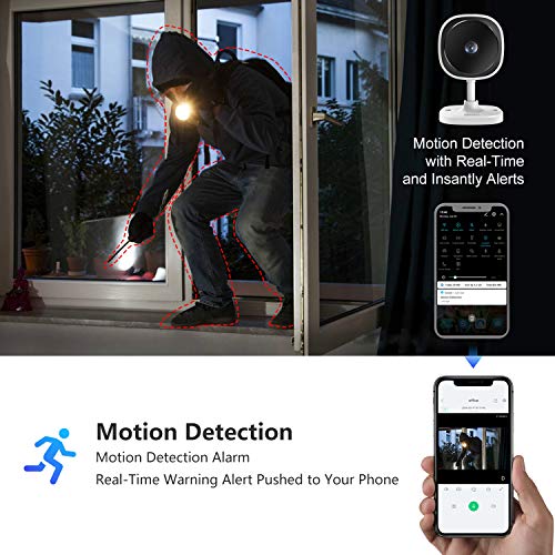 IP Camera,Wandwoo 1080P Wireless Camera with Night Vision,Two-Way Audio,180° Fisheye Panoramic Security Camera Support Motion Dection,Cloud Service,for Home/Baby/Elderly/Pet Monitor,2 Pack,(White)