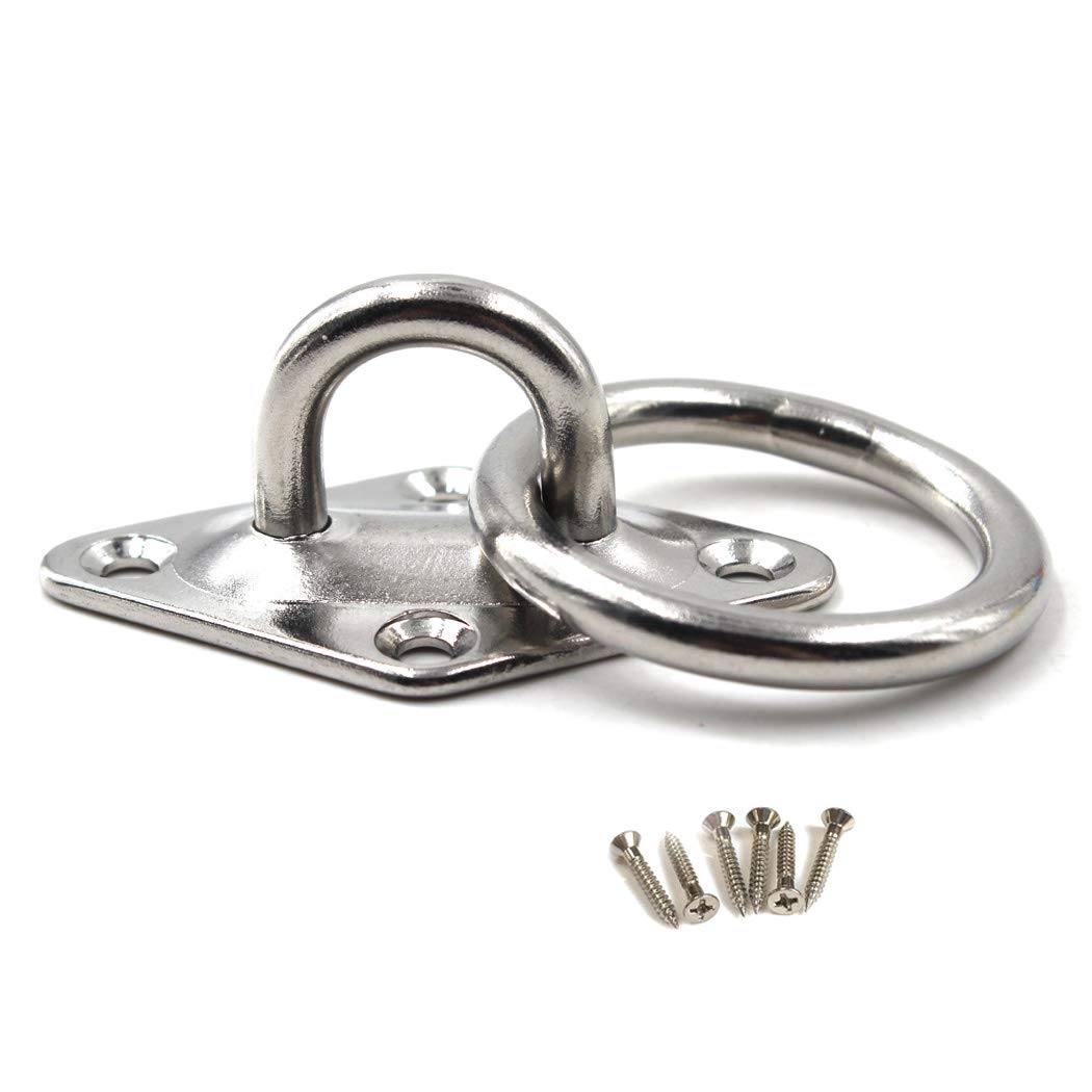 Flomore M12 Ceiling Hook Pad Eye Plate 304 Stainless Steel Wall Mount Hook Heavy Duty for Hanging (Pack of 1,Screws Included)