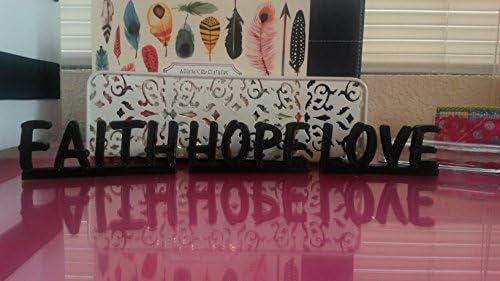 Faith Hope Love Shelf Sitter Inspirational Sign Scripture Word Art Wall Hanging Desktop Window Sill Decor Nightstand Night Stand Wall Decor
