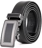 Marino Men's Ultra Soft Leather Ratchet Dress Belt with Automatic Buckle, Enclosed in an Elegant Gift Box - Black 144 - Custom: Up to 44