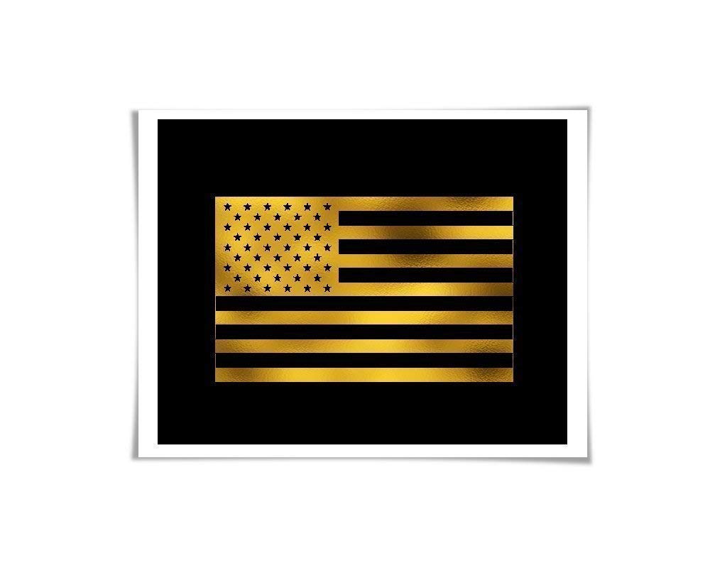 United States Flag Gold Foil Art Print. Gold. Silver