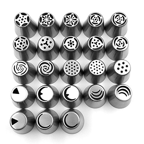 Russian Piping Tips 23PCS/SET Stainless Steel Large Size Icing Syringe Set DIY Coupler Nozzle