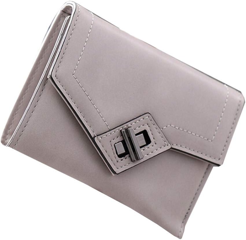 DeliV Woman Wallet Ladies Two Folders Coin Purse Casual Wallets Leather Short Purse,Gray