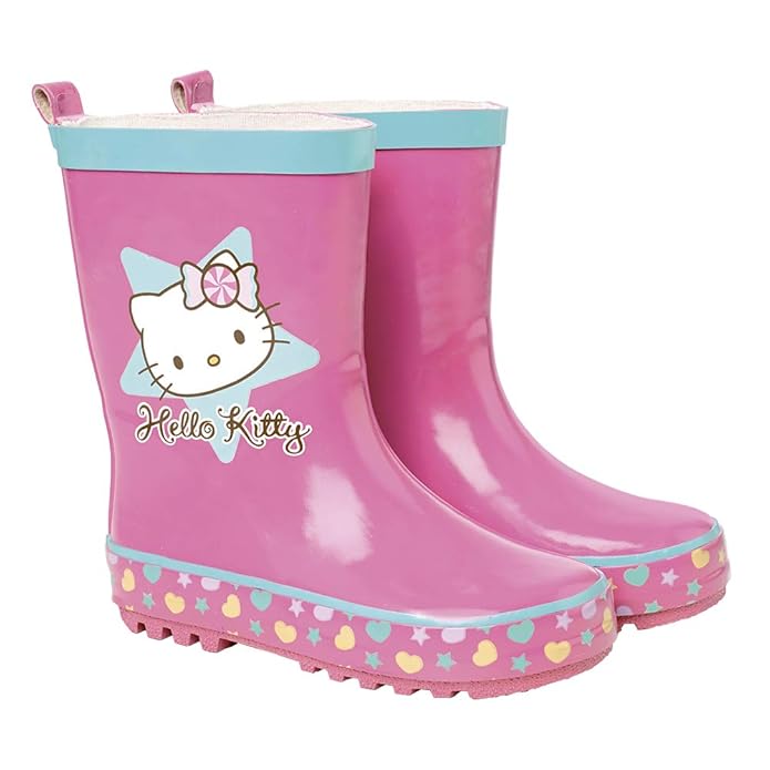 Perletti Hello Kitty Regenstiefel für Kleine Mädchen - Kätzchen Wasserdichte Stiefel mit Rutschfeste Sohle und Kordelzug - We