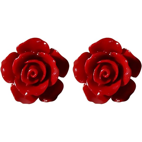 Orecchini A Fiore Rosa Rossa In Argento 925 – Con Foglie Verdi E Zirconi, Placcati Rodio, Ipoallergenici, Regalo Donna
