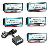 5PCS 3.7v 500mah Upgrade Battery for Hubsan X4 H107C H107L H107D H107P SYMA X11 +5 Port Charger