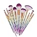 YJYdada New Arrival 10Pc Mermaid Foundation Eyeshadow Contour Eye Lip Makeup Brushes Set