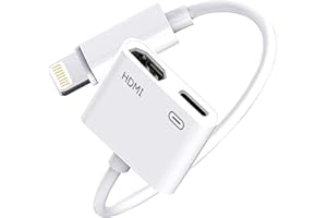WOODFORD DESIGN Apple Lightning to HDMI Digital AV Adapter,[Apple MFi Certified] 1080P HDMI Sync Screen Digital Audio AV Converter with Charging Port for iPhone, iPad, iPod on HDTV/Projector/Monitor, Support All iOS