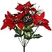 Floral Garden (Pack of 4) Christmas House 7-stem Poinsettia Bushes with Pinecones, 12½