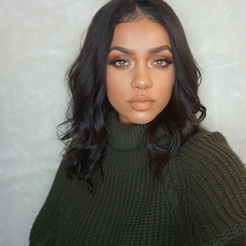 Human Hair Body Wave 100% Real Hair Brazilian Hair Lace Frontal Wigs Full Lace Wig 130 Density Natural Color for women (12inch, Lace Front Wig)