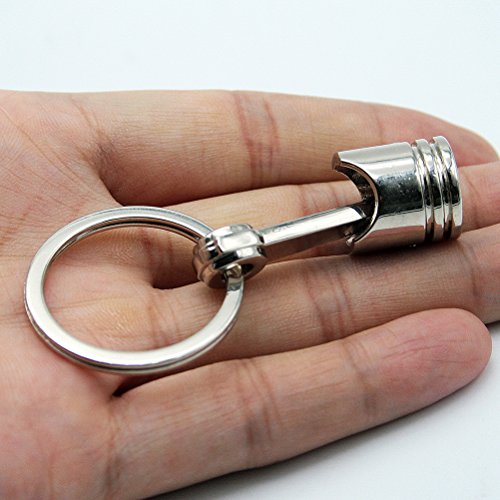 Waterwood Creative Auto Part Model Connecting Rod Pistons KeyChain Key Chain Ring-Silver