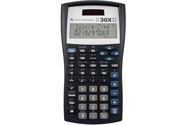 Texas Instruments TI-30X IIS 2-Line Scientific Calculator, Black with Blue Accents