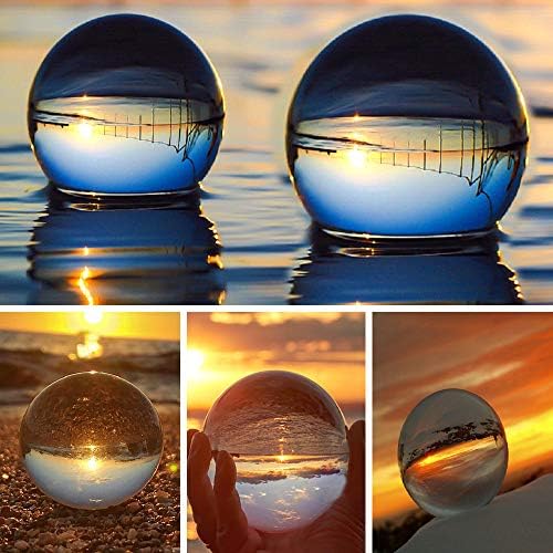 SunAngel Photo Crystal Ball,Optical Glass Spheres, K9 Crystal Sphere Ball, LensBall Crystal Photography Ball (80MM+60MM +2PCS Square Crystal Stand)