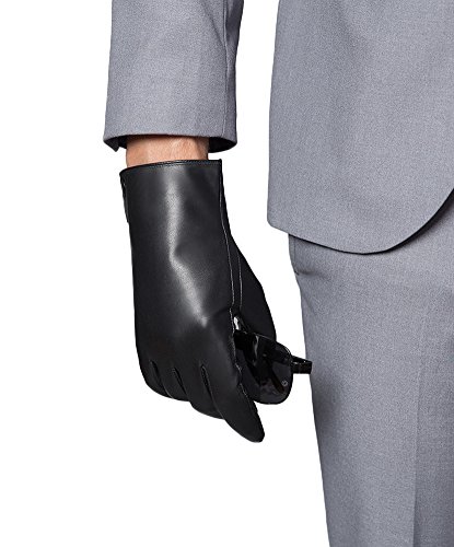 Liveinu Men's Genuine Lambskin Touchscreen Texting Gloves Winter Driving Warm Lining Gloves Black