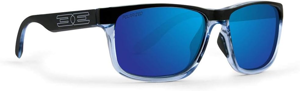 Epoch EyewearEpoch Delta Sport Polarized Sunglasses Crystal Blue Black Frame Blue Mirror Lens