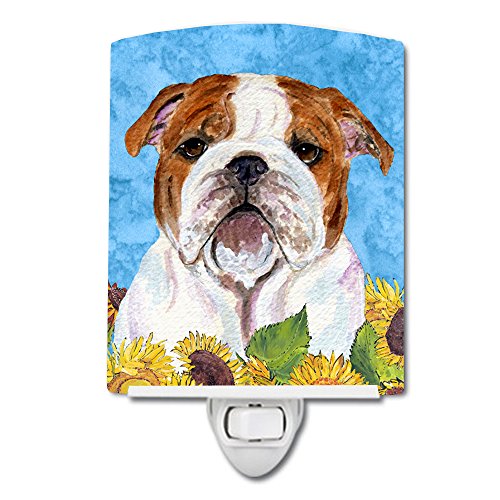 Caroline's Treasures SS4117CNL Bulldog English in Summer Flowers Ceramic Night…