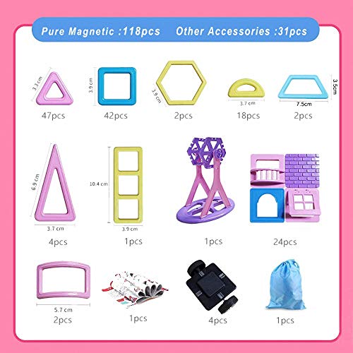 ASOK 149 Pcs Mini Magnetic Blocks Castle Building Tiles Edutainment Toys Develop Creativity Imagination STEM Toys for Kids Age 4 5 6 7 8 9 Years Old Girls Boys Gifts