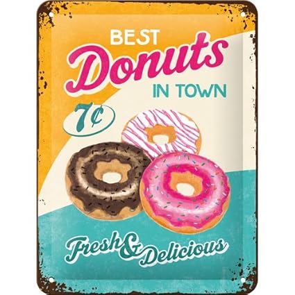 Nostalgic-Art 26150 USA - Donuts, Blechschild 15x20 cm