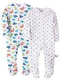 Marquebaby Baby Boys' Footed Pajama - 100% Cotton Zip Front Sleep and Play Sleeper - by