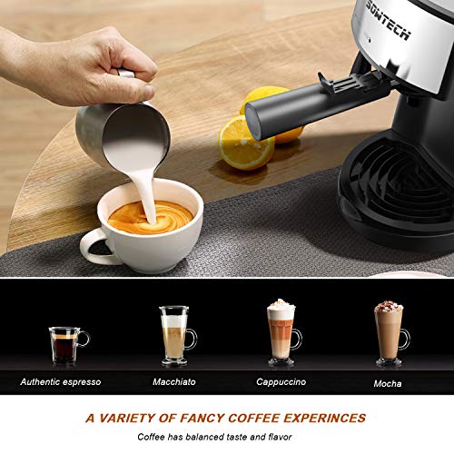 SOWTECH Espresso Machine, 3.5 Bar 4 Cup Steamer Coffee Maker Cappuccino