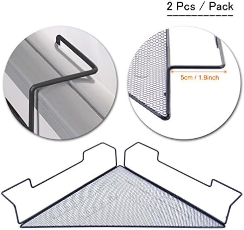 OKOMATCH Office Cubicle Corner Shelf Rack Desk Sundries Organizer / Balcony Corner Plant Caddy (Black,Iron Wire,2Pcs/Pack)
