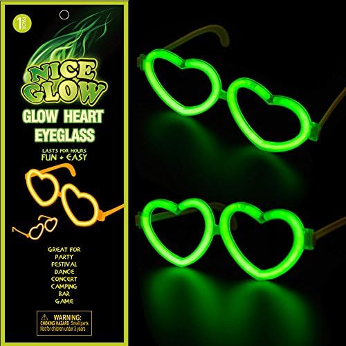 Glow Heart Glasses Light Up Toy Party Favors Eyeglasses with Glowing Sticks Multiple Colors