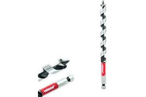 YOKOCUT 1/2" x 8" Auger Drill Bit for Wood, Hex Shank 3/8 Inch, Wood Boring Drill Bits, Ship Auger Long Drill Bit for Soft and Hard Wood, Plastic, Drywall Tree Stump and Composite Materials