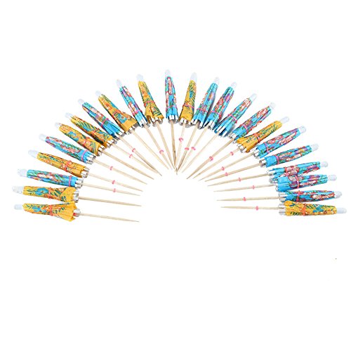 24 Pcs Mixed Tropical Drinks Cocktail Umbrella for pool party (Random Color)