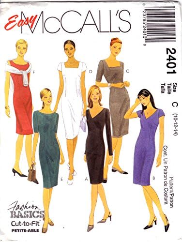 Easy Mccalls 2401 Dart Fitted Sheath Dress Back Zip, Has Sleeve and Neckline Variations, Loose Leaf – 1999