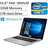 Asus 2016 Flagship Edition 15.6" Full HD 1080P High Performance Premium Laptop PC, Intel Dual-Core i7 Processor up to 3.0GHz, 12GB Memory, 1TB HDD, DVD Burner, 802.11AC, HDMI, VGA, Webcam, Windows 10