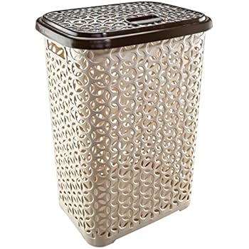 Uniware 60 LT Hollow Design Clothes Hamper Laundry Basket, Made in Turkey,White/Beige (1, Beige/Brown)