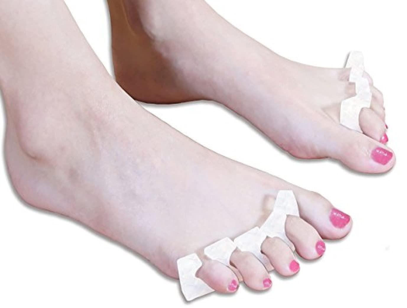 PEDIMEND Silicone Finger Toe Separators - Straighten Bent Toes - Toe Separator for Fixing and Separating Toes and Correct Toe Deformity - Avoid Toe Squeezing - Foot Care (2PAIRS - 4PCS)